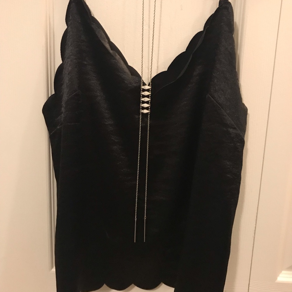 BP silk black cami with scalloped trim